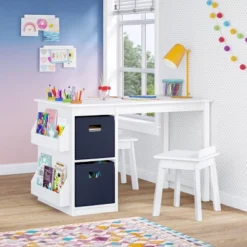 Kids' Art Activity Table With Storage And 2 Bonus Magnetic Display Bars White - RiverRidge Home -Baby Products GUEST 04203fd6 9e1c 4709 8683 e048b9ee7f08