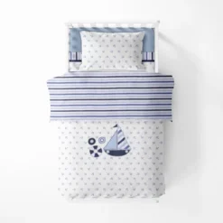 Bacati - Little Sailor Blue Navy 3 Pc Toddler Sheet Set -Baby Products GUEST 0506fc19 a194 4b2e b6c8 d77e92b4905a