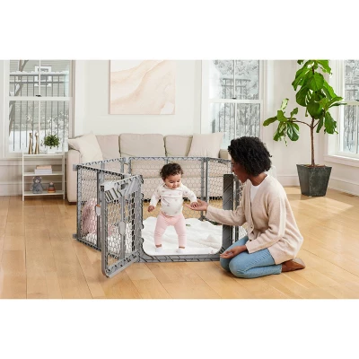 Regalo Plastic Play Yard With Door - Gray 3 Regalo Plastic Play Yard With Door - Gray - Image 3