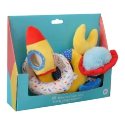 Manhattan Toy Space Themed Rocket Soft Baby Travel Spiral With Baby-safe Mirror, Elastic Pull Cord And Rattle Chime -Baby Products GUEST 0897dbe0 8818 484b b6b9 104073123591