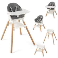 Costway 6-in-1 Convertible Wooden Baby Highchair Infant Feeding Chair With Removable Tray -Baby Products GUEST 0e51e9fa c9bf 4340 829d 76f0163e0ae2
