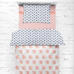 Bacati - Olivia Coral/Navy Buck/Feathers/Triangles Muslin 4 Pc Toddler Bedding Set -Baby Products GUEST 100193c1 4916 4a9a 85db 04ca58479752