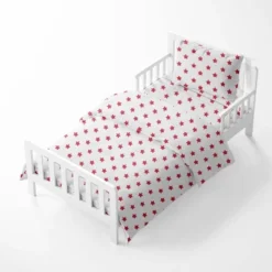 Bacati - Stars Red Ikat Muslin 4 Pc Toddler Bedding Set