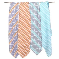 Bacati - Liam Aztec Print Aqua/Orange/Navy Triangles Muslin Swaddling Blankets Set Of 4 -Baby Products GUEST 18d3456b 5ee8 4993 ac3e dbef05b74e2b