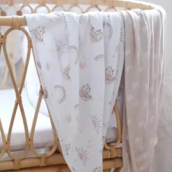 Living Textiles|2PK Jersey Swaddle - Rainbow Sloth