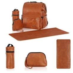Hannah & Sophia Soho Large Traverse Baby Diaper Bag Backpack In Cognac, Water Resistant Changing Pad & Mini Mom Tote Included, Brown -Baby Products GUEST 2684b967 61b7 4b41 999c 9c45eb788d9b