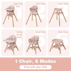 Costway 6-in-1 Convertible Wooden Baby Highchair Infant Feeding Chair With Removable Tray -Baby Products GUEST 279edfb1 c39a 4f7b a47b 34174eae1358