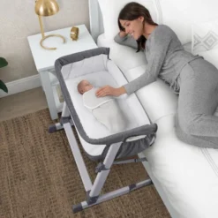 Simmons Kids' Dream Bedside Baby Bassinet Sleeper With Breathable Mesh And Adjustable Heights - Lightweight Portable Crib - Gray -Baby Products GUEST 2b7b03f5 d32e 43f4 a8b4 49d6bd8a53a7