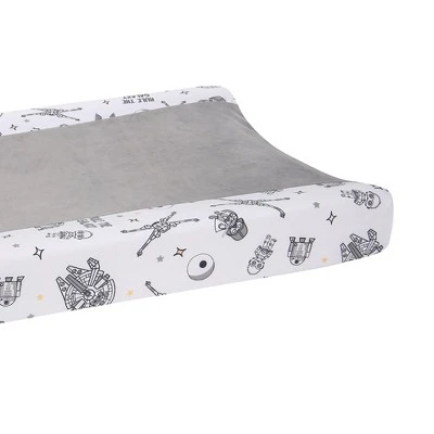 Lambs & Ivy Star Wars Millennium Falcon White/Gray Soft Changing Pad Cover 1 Lambs & Ivy Star Wars Millennium Falcon White/Gray Soft Changing Pad Cover