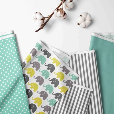 Bacati - Elephants Mint/Yellow/Gray 10 Pc Crib Bedding Set With 2 Crib Fitted Sheets 1 Bacati - Elephants Mint/Yellow/Gray 10 Pc Crib Bedding Set With 2 Crib Fitted Sheets