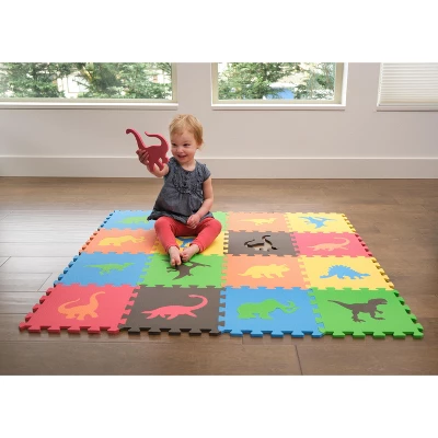 Tadpoles Dinosaur Foam Playmats For Kids |16 Interlocking Foam Mats | Total Floor Coverage 50 X 50 2 Tadpoles Dinosaur Foam Playmats For Kids |16 Interlocking Foam Mats | Total Floor Coverage 50 X 50 - Image 2