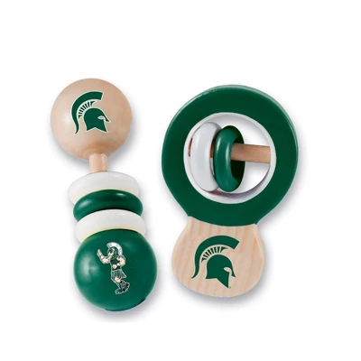 Baby Fanatic Wood Rattle 2 Pack - NCAA Michigan State Spartans Baby Toy Set 1 Baby Fanatic Wood Rattle 2 Pack - NCAA Michigan State Spartans Baby Toy Set