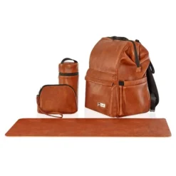 Hannah & Sophia Soho Large Traverse Baby Diaper Bag Backpack In Cognac, Water Resistant Changing Pad & Mini Mom Tote Included, Brown -Baby Products GUEST 467f0f45 17d4 47a0 ab2c 57103c9da8f6