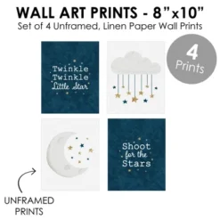 Big Dot Of Happiness Twinkle Twinkle Little Star - Unframed Moon & Cloud Nursery And Kids Room Linen Paper Wall Art - Set Of 4 Artisms - 8 X 10 Inches -Baby Products GUEST 4966ced4 5470 44c0 878c cfd11b2264ed