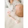 Loulou Lollipop Silicone + Wood Soother Holder In Silicone Clip - Color Pop Pink Quartz