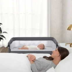 Simmons Kids' Dream Bedside Baby Bassinet Sleeper With Breathable Mesh And Adjustable Heights - Lightweight Portable Crib - Gray -Baby Products GUEST 52029920 6a4a 435f bc45 2ce47427131d