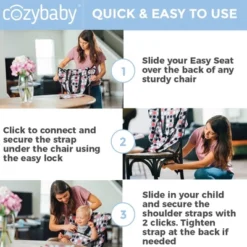 CozyBaby Portable Washable Cloth Travel Easy Seat High Chair W/ 1 Click Setup, Reinforced Harness, And Machine Washable Fabric, Charcoal Yellow -Baby Products GUEST 587c33be b317 4b47 bbf2 fca4c393e70d