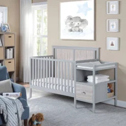 Suite Bebe Connelly 4-in-1 Convertible Crib And Changer Combo - Gray/Rockport Gray -Baby Products GUEST 5a18581d 791b 4039 b845 900c421aa7cb