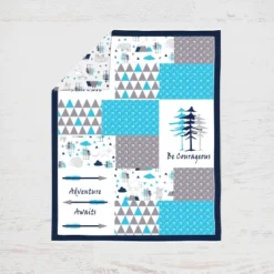 Bacati - Woodlands Forest Animals Aqua/Navy/Grey 6 Pc Crib Bedding Set With Long Rail Guard Cover -Baby Products GUEST 6be28f89 f420 495c 9b2b f1df1b213935