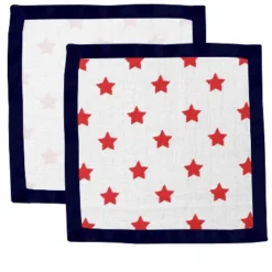 Bacati - Stars Navy/Red Ikat Muslin 2 Pc Security Blankets