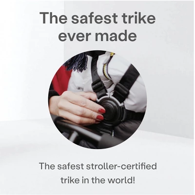 SmarTrike STR5 6 In 1 Foldable Toddler Stroller Tricycle Combination With 1 Hand Steering Shock Absorbency And 5 Point Harness, Black And White 3 SmarTrike STR5 6 In 1 Foldable Toddler Stroller Tricycle Combination With 1 Hand Steering Shock Absorbency And 5 Point Harness, Black And White - Image 3