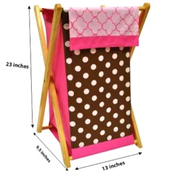 Bacati - Butterflies Pink/chocolate Laundry Hamper With Wooden Frame