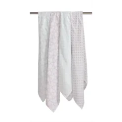 Bacati - Petals/Floral Muslin Swaddling Blankets Set Of 4 Aqua/Lilac -Baby Products GUEST 89b9d72d fd74 4de2 bad9 e38b6a3f31be