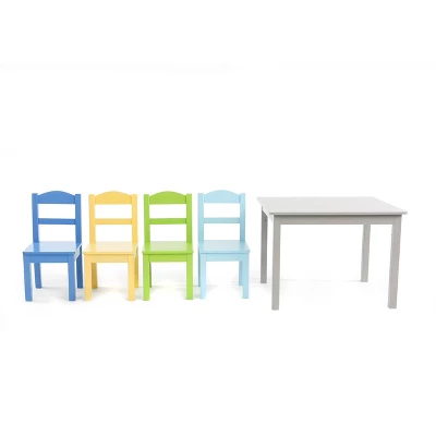 5pc Kids' Wood Table And Chair Set Green/Blue/Gray - Humble Crew 5 5pc Kids' Wood Table And Chair Set Green/Blue/Gray - Humble Crew - Image 5
