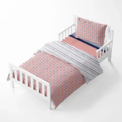 Bacati - Olivia Coral Navy 4 Pc Toddler Bedding Set -Baby Products GUEST 9803519f 70bd 44d3 abea c918bffa71ab
