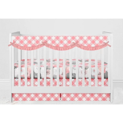 Bacati - Watercolor Floral Coral Gray 6 Pc Girls Crib Bedding Set With Long Rail Guard Cover 7 Bacati - Watercolor Floral Coral Gray 6 Pc Girls Crib Bedding Set With Long Rail Guard Cover - Image 7