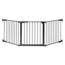 Kidco G3011 ConfigureGate 3 Piece Wall Mounted Magnet Locking Auto Wide Area Closing Baby Safety Gate Enclosure With 24 Inch Door, Black