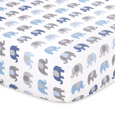 The Peanutshell Fitted Crib Sheets - Blue And Gray Elephant - 2pk 1 The Peanutshell Fitted Crib Sheets - Blue And Gray Elephant - 2pk