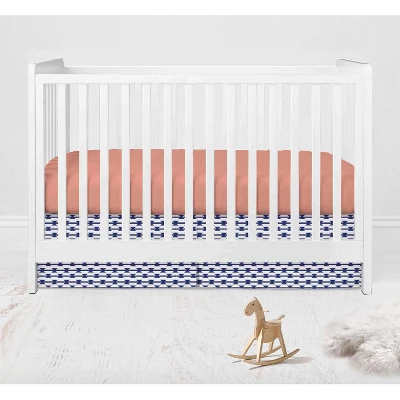 Bacati - Emma Coral Mint Navy 6 Pc Crib Bedding Set With Long Rail Guard Cover 4 Bacati - Emma Coral Mint Navy 6 Pc Crib Bedding Set With Long Rail Guard Cover - Image 4