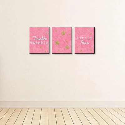 Big Dot Of Happiness Pink Twinkle Twinkle Little Star - Baby Girl Nursery Wall Art & Kids Room Decor - Gift Ideas - 7.5 X 10 Inches - Set Of 3 Prints 2 Big Dot Of Happiness Pink Twinkle Twinkle Little Star - Baby Girl Nursery Wall Art & Kids Room Decor - Gift Ideas - 7.5 X 10 Inches - Set Of 3 Prints - Image 2
