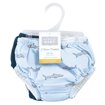 Hudson Baby Infant And Toddler Unisex Swim Diapers, Blue Gray Shark 1 Hudson Baby Infant And Toddler Unisex Swim Diapers, Blue Gray Shark