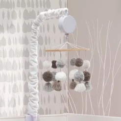 Lambs & Ivy Signature Pom Pom Musical Baby Crib Mobile - White/Gray -Baby Products GUEST ac650135 7e22 4fa5 9b63 f4b96d2d37c1