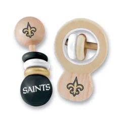 Baby Fanatic Wood Rattle 2 Pack - NFL New Orleans Saints Baby Toy Set