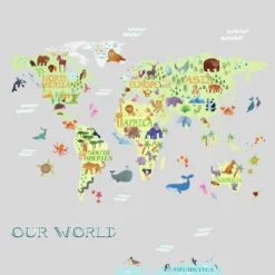 RoomMates Kids' World Map Peel And Stick Giant Wall Decal