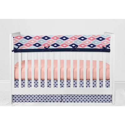 Bacati - Emma Coral Mint Navy 6 Pc Crib Bedding Set With Long Rail Guard Cover 5 Bacati - Emma Coral Mint Navy 6 Pc Crib Bedding Set With Long Rail Guard Cover - Image 5