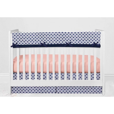 Bacati - Emma Coral Mint Navy 6 Pc Crib Bedding Set With Long Rail Guard Cover 6 Bacati - Emma Coral Mint Navy 6 Pc Crib Bedding Set With Long Rail Guard Cover - Image 6