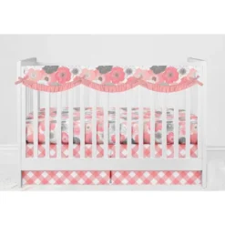 Bacati - Watercolor Floral Coral Gray 6 Pc Girls Crib Bedding Set With Long Rail Guard Cover 14 Bacati - Watercolor Floral Coral Gray 6 Pc Girls Crib Bedding Set With Long Rail Guard Cover -Baby Products GUEST bf2503ac 92ff 4824 a0c6 064f4cab4376