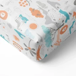 Bacati - Jungle Safari Boys Aqua/Orage Muslin 5 Pc Toddler Bedding Set With Dec Pillow 16 Bacati - Jungle Safari Boys Aqua/Orage Muslin 5 Pc Toddler Bedding Set With Dec Pillow -Baby Products GUEST bfa11710 201e 4a67 a8f6 2f24dd538939