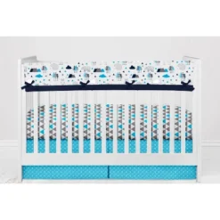 Bacati - Woodlands Forest Animals Aqua/Navy/Grey 6 Pc Crib Bedding Set With Long Rail Guard Cover -Baby Products GUEST c7208f92 9f44 4f9c 9c5e 83e0095f2782