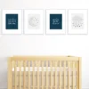 Big Dot Of Happiness Twinkle Twinkle Little Star - Unframed Moon & Cloud Nursery And Kids Room Linen Paper Wall Art - Set Of 4 Artisms - 8 X 10 Inches