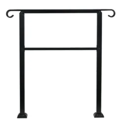 JOMEED UP040 1, 2, Or 3 Step Wrought Iron Transitional Entrance Handrail With Hardware For Outdoor Spaces, Walkways, Patios, And More, Black -Baby Products GUEST d0c06c29 da15 4279 a002 f554da2b17c5