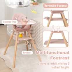 Costway 6-in-1 Convertible Wooden Baby Highchair Infant Feeding Chair With Removable Tray -Baby Products GUEST d2d2c007 fe11 48ac 9795 8dac64a9bde5