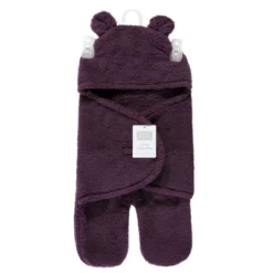 Hudson Baby Infant Girl Animal Faux Shearling Baby Outdoor Stroller Sack Wrap, Purple, One Size