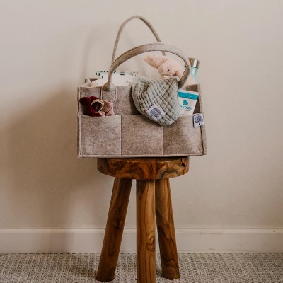 Parker Baby Co. Felt Diaper Caddy Regular - Oatmeal 2 Parker Baby Co. Felt Diaper Caddy Regular - Oatmeal - Image 2