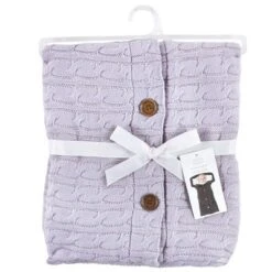 Hudson Baby Infant Girl Faux Shearling Knitted Baby Lounge Stroller Wrap Sack, Lilac, One Size